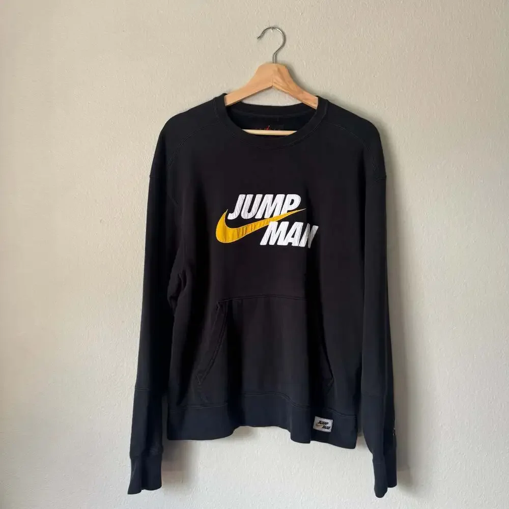 Jordan Jumpman Nike Black Embroidered Crewneck Sweatshirt Medium